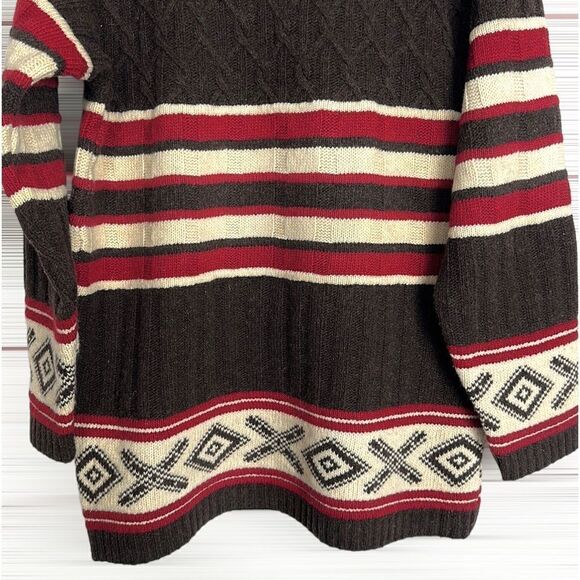 Pepe Jeans London Unisex Brown Wool Blend Collared Cable Knit Sweater M-L - Picture 9 of 14